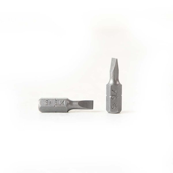 Superior Steel Single End Slotted Screwdriver Bits - 1 Inch Long - 4mm Wide Slot, PK 10 BS104-10PK